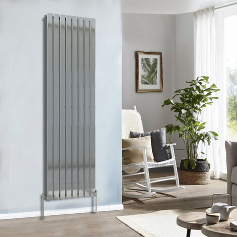Modern Designer Radiator Chrome Column Flat Panel Central Heating Vertical Single 1800x544mm