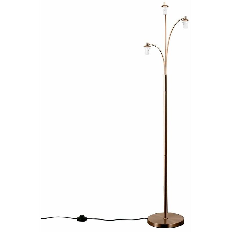 Minisun - 3 Way Copper Chrome Floor Lamp Light Curved Arm Lighting