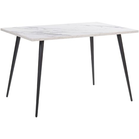 main image of "Modern Dining Table 120x80cm White Marble Effect Top Black Metal Legs Santiago"