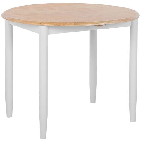main image of "Modern Dining Table ø92 cm Extendable Tabletop Drop Leaf Light Wood Grey Omaha"