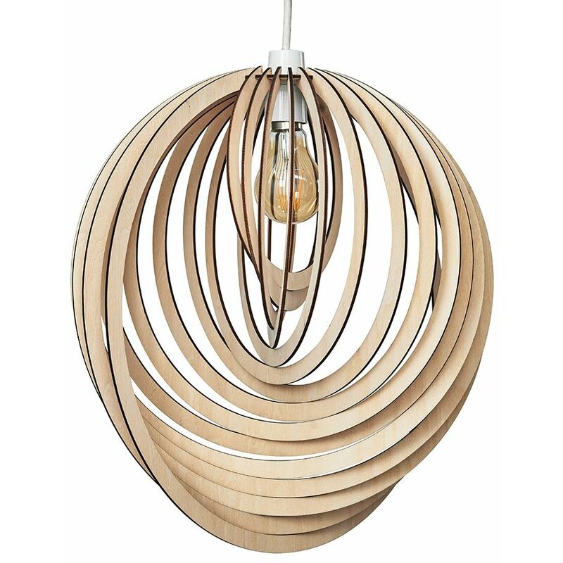 Minisun - Wooden Spiral Ceiling Pendant Light Shade Droplet Lampshade Lighting