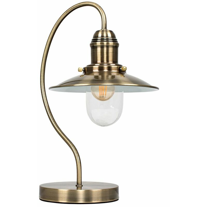 Vintage Lantern Bedside Touch Dimmer Table Lamp LED Bulb - Antique Brass