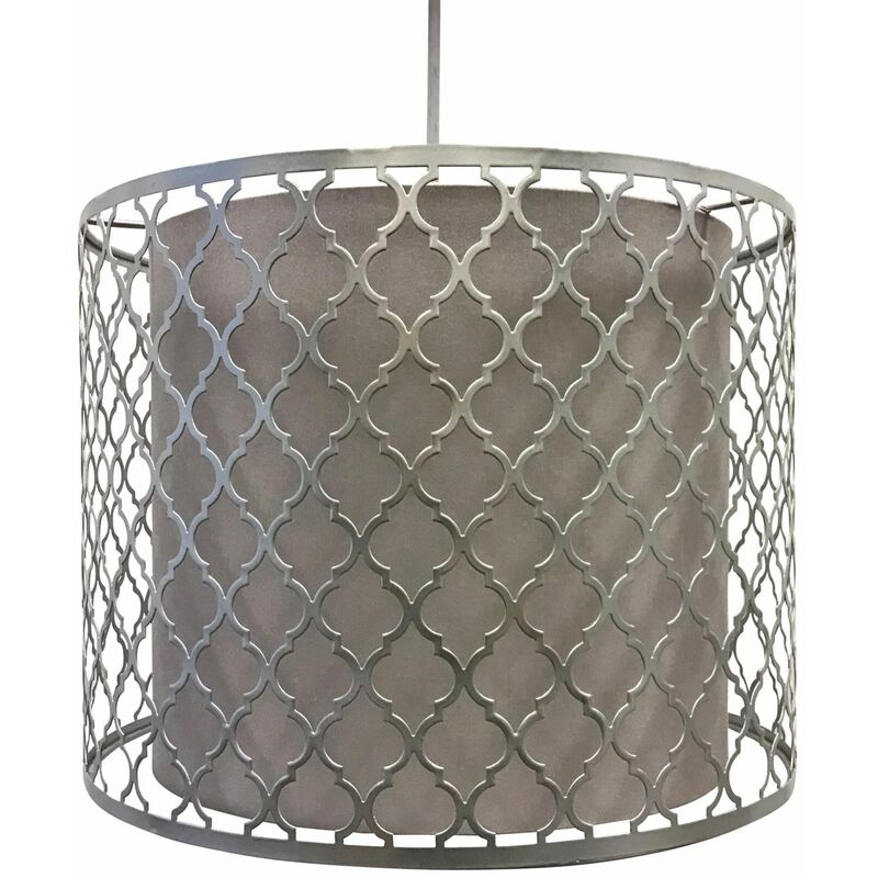 First Choice Lighting - Silver Cut Out with Grey Diffuser Light Shade