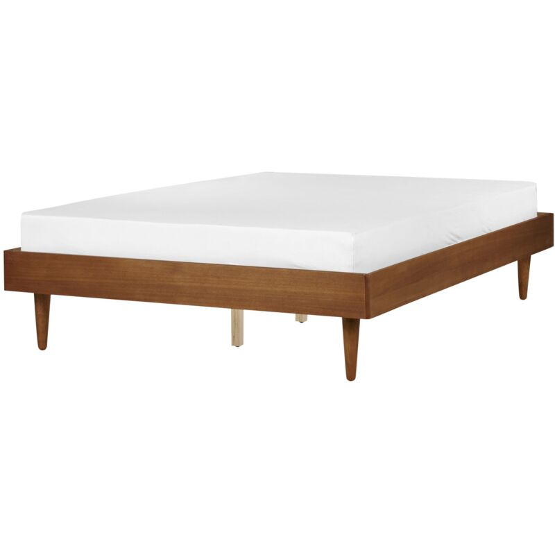Beliani Bed Toucy 140 X 200 Cm (eu Double) Brown Ash Wood