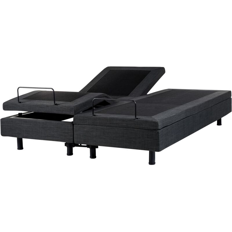 Beliani Adjustable Bed Without Headboard Fabric Duke 160 X 200 Cm (eu King Size) Dark Grey