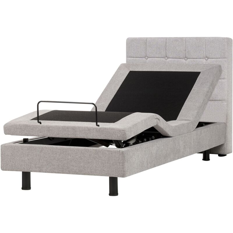 Beliani Adjustable Bed Fabric Duke 90 X 200 Cm (eu Single) Light Grey