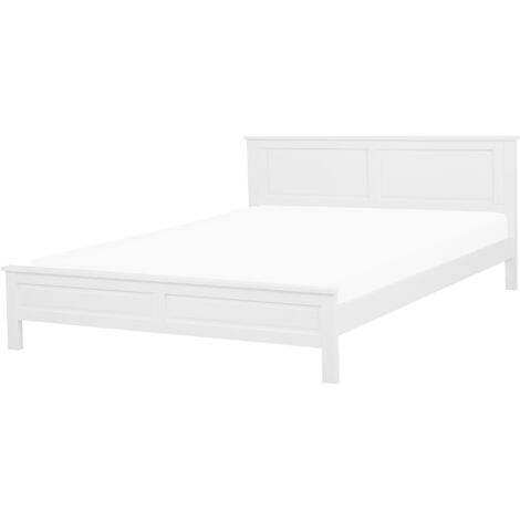 Modern EU Super King Size Bed Frame 6ft White with Light Wood Classic Olivet