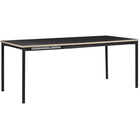 Modern Extending Dining Table 140/190 x 90 cm Black Industrial Kitchen Avis