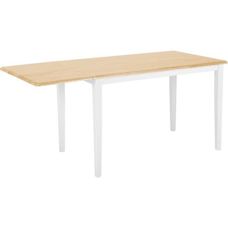 Modern Extending Table White Wood Drop Leaf Rustic Kitchen Dining Room 120/160 x 75 cm Louisiana