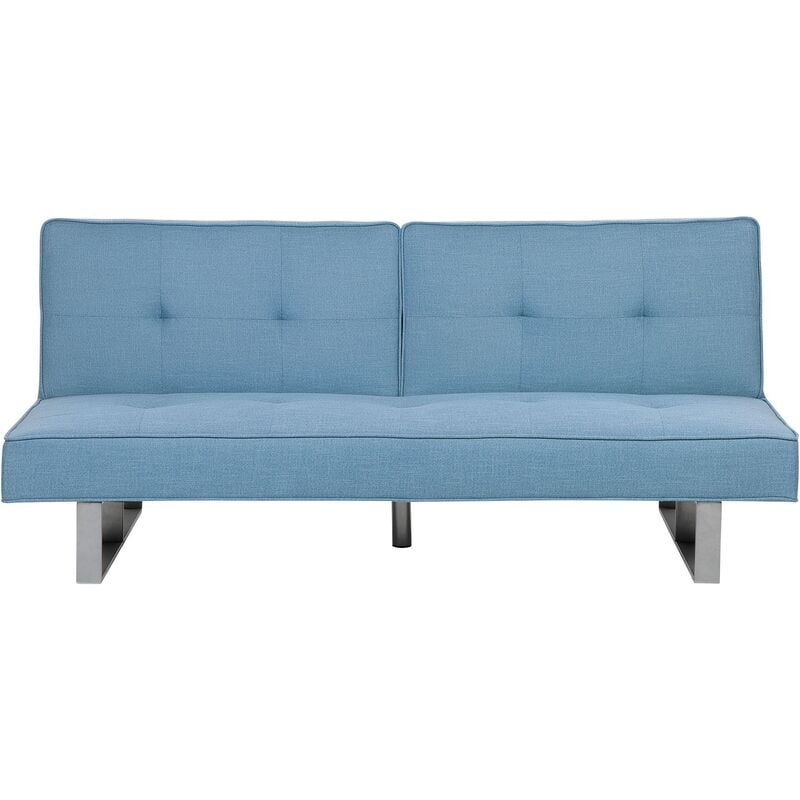 Modern Fabric 3 Seater Sofa Bed Reclining Back Metal Legs Blue Dublin