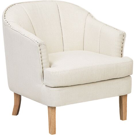 main image of "Modern Fabric Armchair Polyester Recessed Arms Solid Wood Beige Elverum"