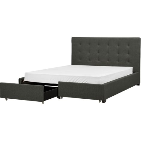 main image of "Modern Fabric Bed Frame EU King Size 5ft3 with Storage Dark Grey La Rochelle"