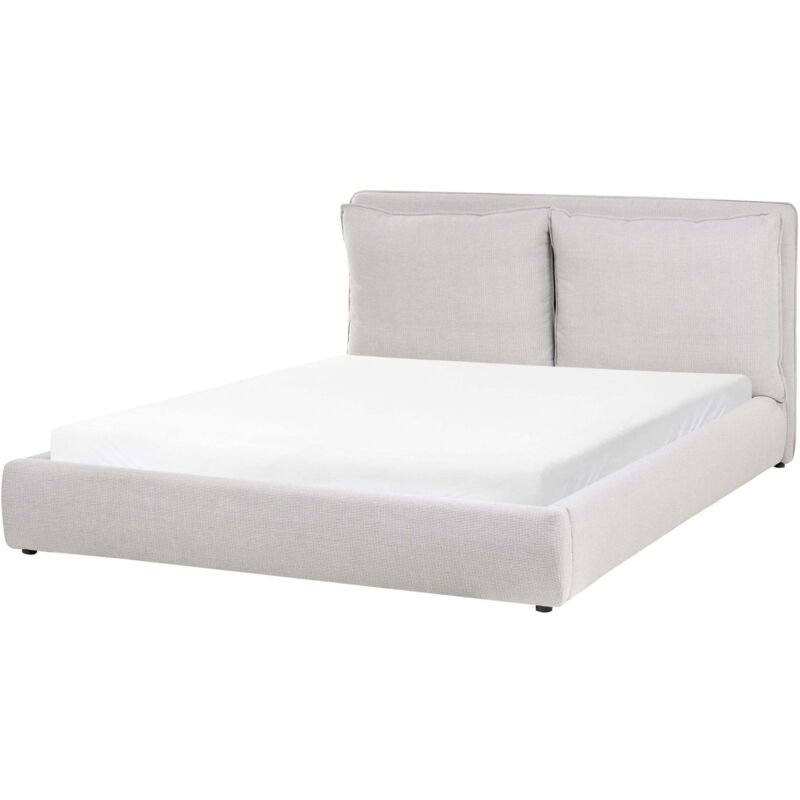 Beliani Bed Fabric Bajonna 160 X 200 Cm (eu King Size) Light Grey