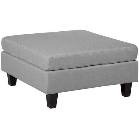 Modern Fabric Ottoman Square Footstool Light Grey Polyester Padded Fevik