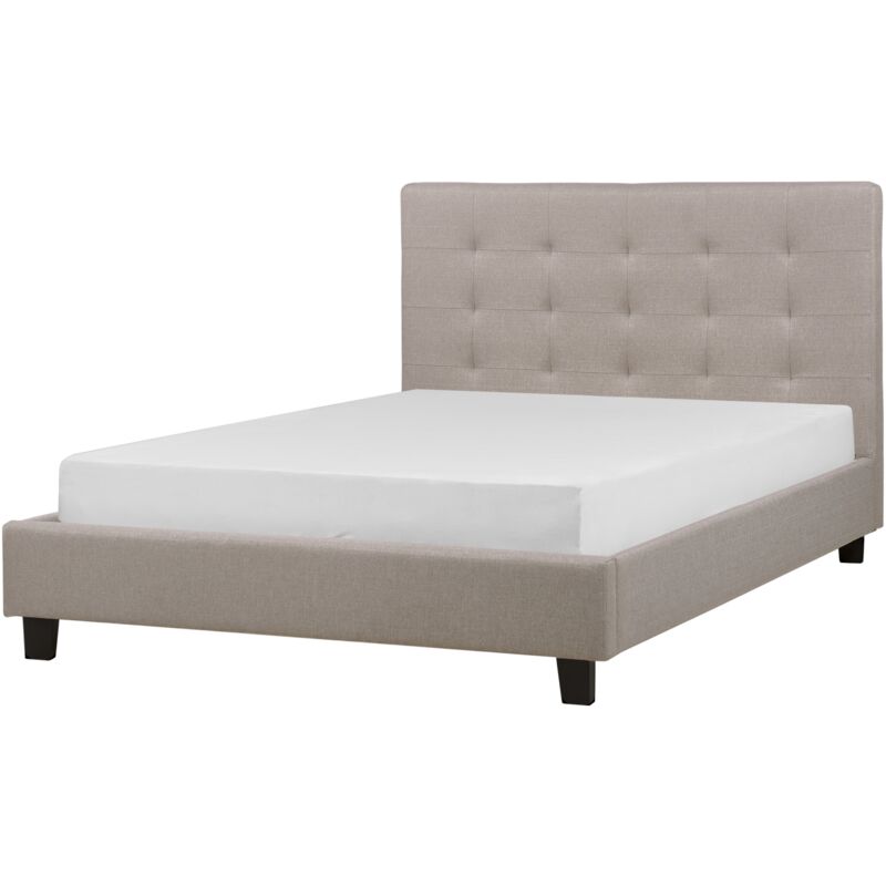 Beliani - Modern Fabric Waterbed Frame eu Double 4ft6 Tufted Light Grey La Rochelle