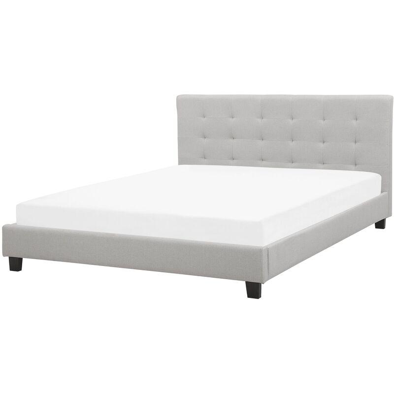 Beliani - Modern Fabric Waterbed Frame eu King Size 5ft3 Tufted Light Grey La Rochelle