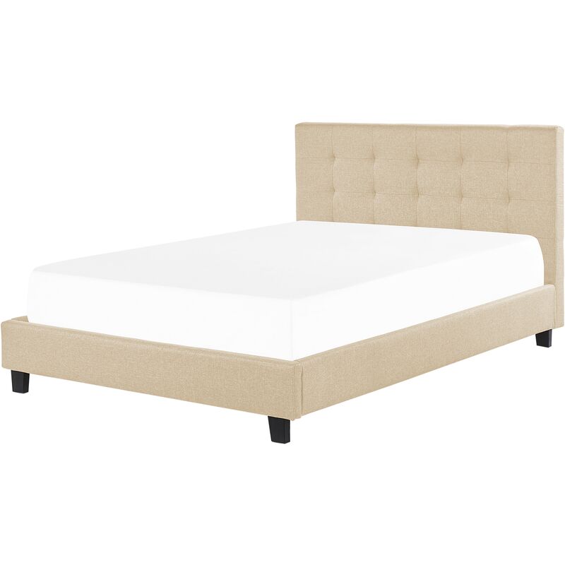 Beliani - Modern Fabric Waterbed Frame eu Super King Size 6ft Tufted Beige La Rochelle