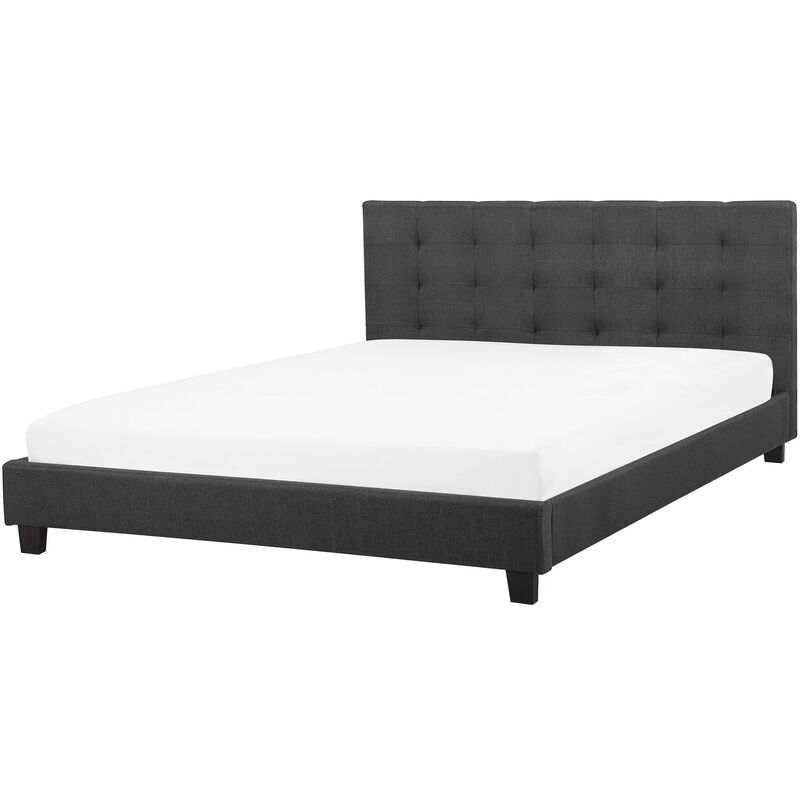 Beliani - Modern Fabric Waterbed Frame eu Super King Size 6ft Tufted Dark Grey La Rochelle