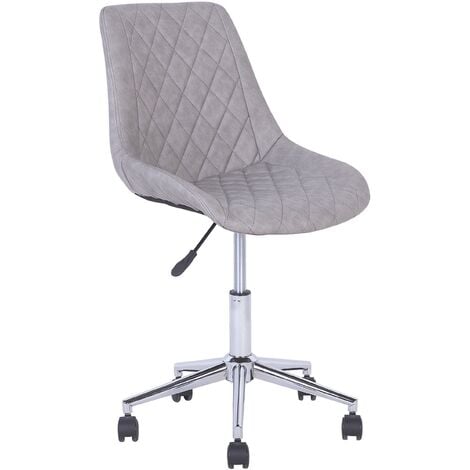 Modern Faux Leather Desk Chair Office Swivel Adjustable Chromed Legs Grey Maribel