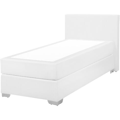 Modern Faux Leather EU Single Size Divan Bed 3ft White President - White