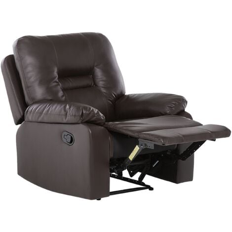 Modern Faux Leather Recliner Chair Manual Reclining Padded Armchair Brown Bergen