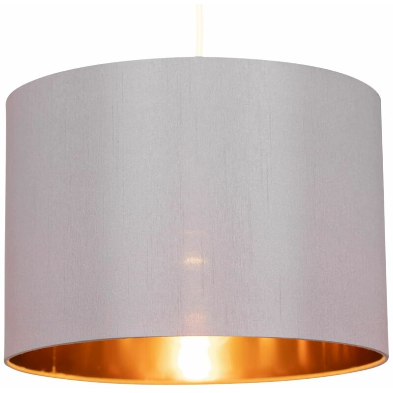 Grey Faux Silk 30cm Light Shade with Copper Inner