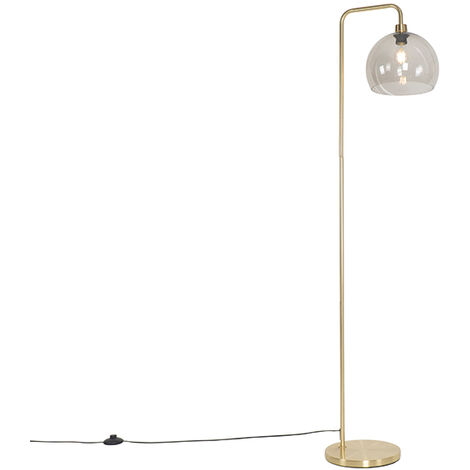 main image of "Modern floor lamp brass with smoke glass - Maly"