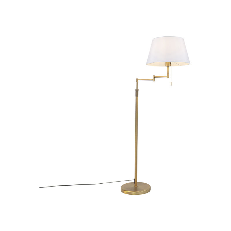 Floor lamp bronze with white shade and adjustable arm - Ladas