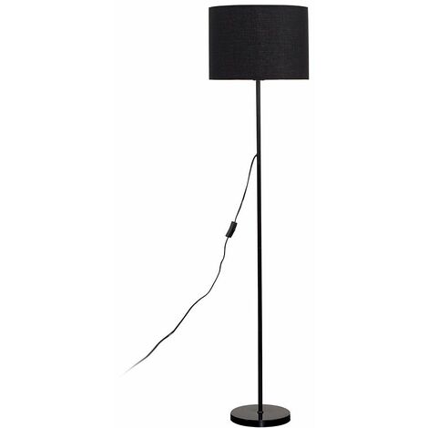 Modern Gloss Black Uplighter Floor Lamp With A White Shade