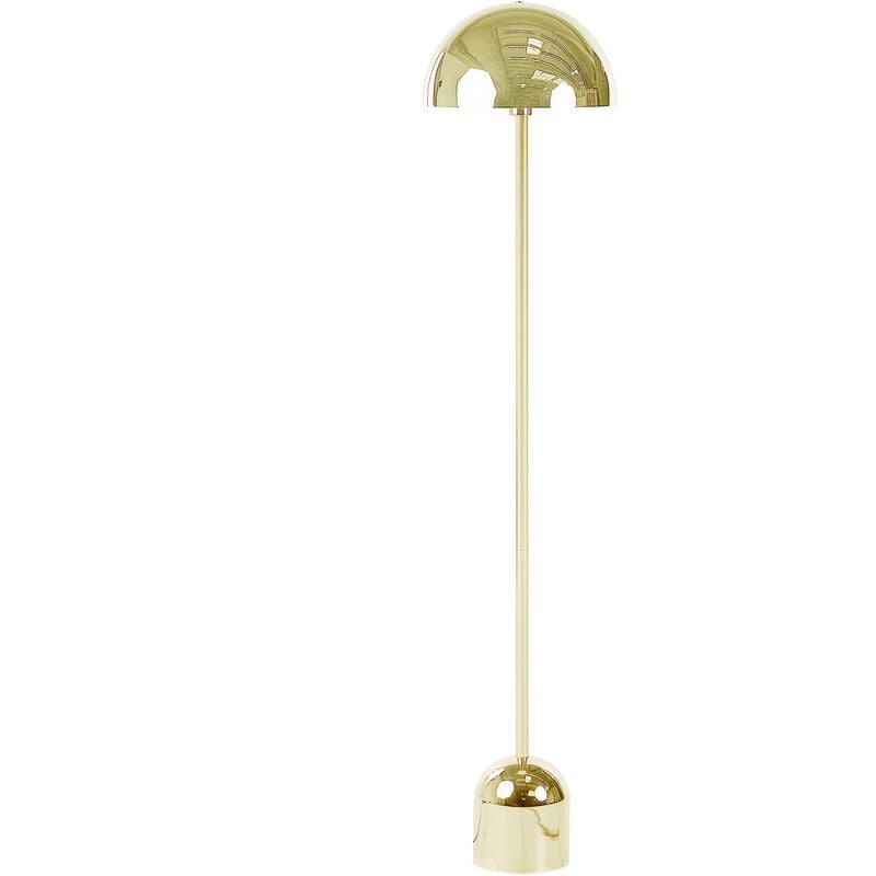 Modern Floor Lamp Metal Shade Glossy Gold Surface Living Room Light Macasia - Gold