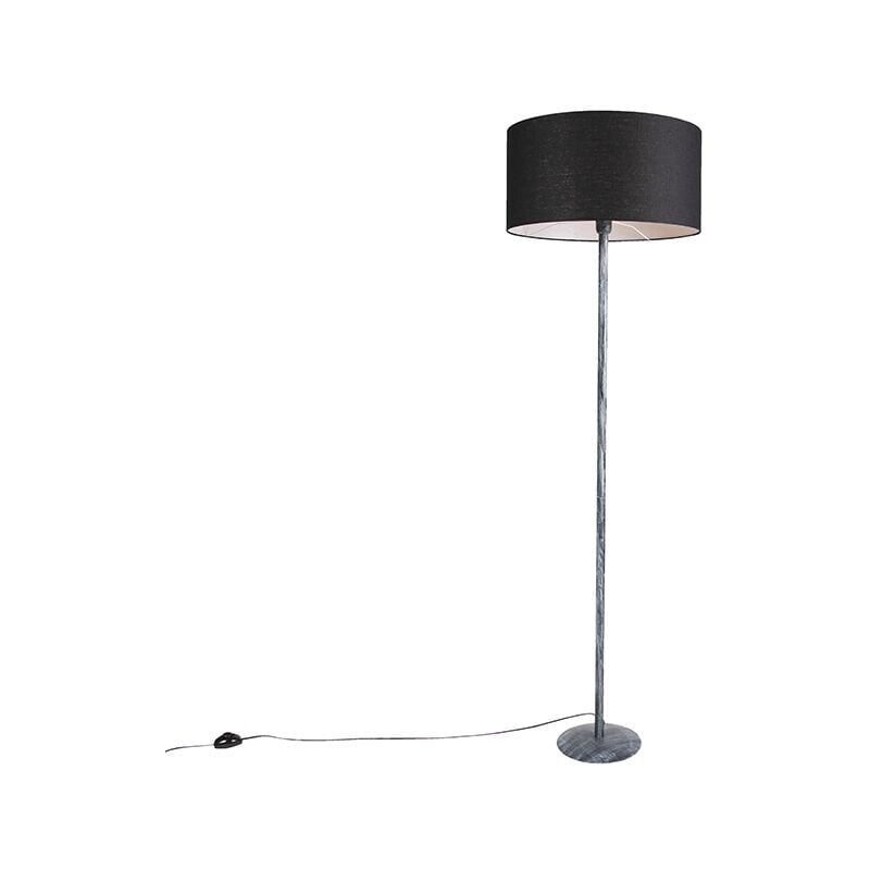 Modern Floor Lamp Weathered Grey with 50cm Black Shade - Simplo - Black
