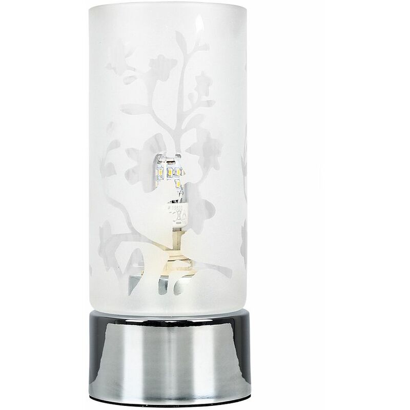 Valuelights - Floral Glass & Touch Table Lamp + 3W Led Dimmable G9 Bulb - Warm White