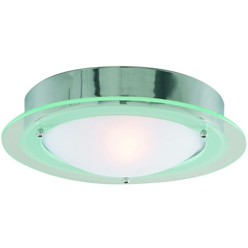 Image of Bathroom Flush - 1 Light Bathroom Flush Ceiling Light Round Chrome IP44, E14 - Searchlight