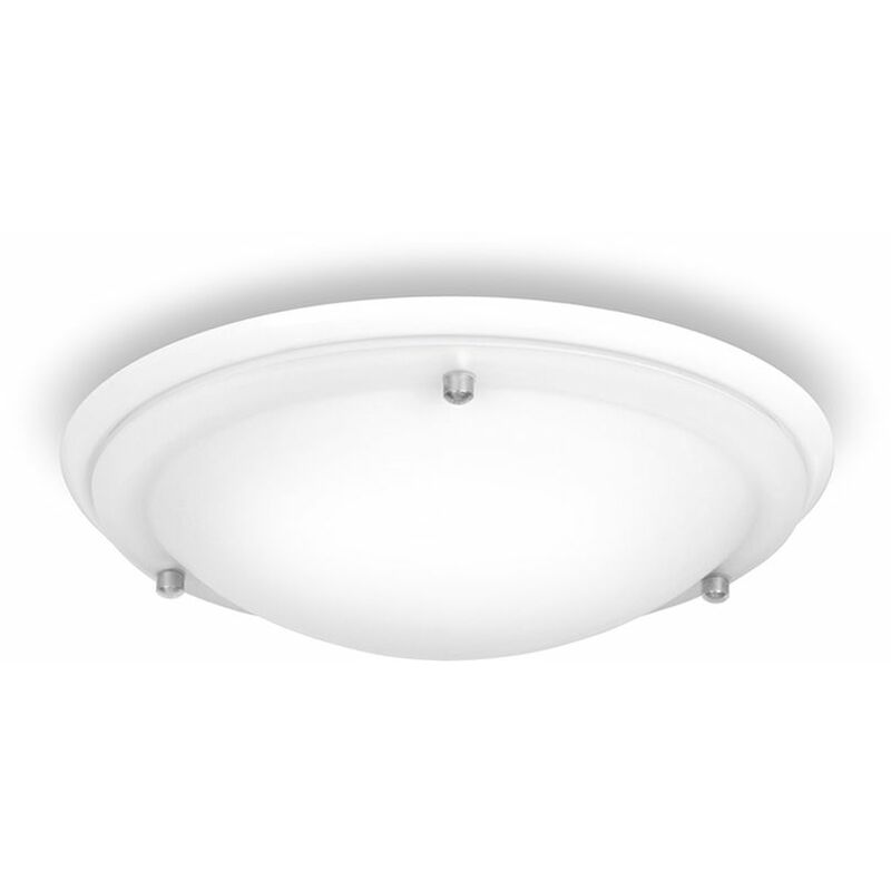 Minisun - Flush Round Bathroom Ceiling Light with a Frosted Glass Shade - White