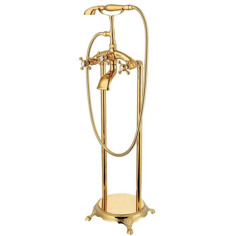Maddalena golden brass pedestal bath mixer tap