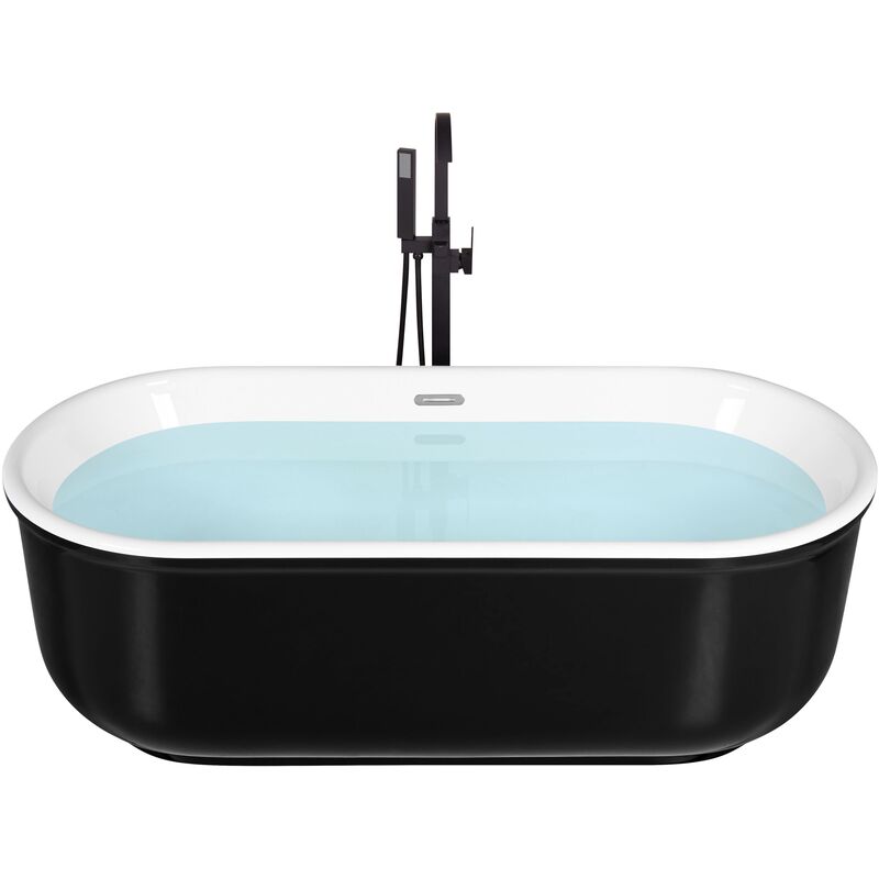 Modern Freestanding Bathtub Oval Sanitary Acrylic Black Matte Pinel - Black
