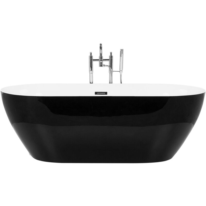 Modern Freestanding Black Bathtub Oval 150 x 75 cm Glossy Acrylic Carrera - Black
