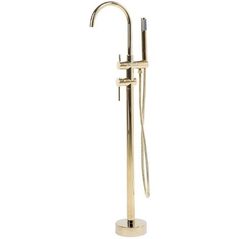 Modern Freestanding Tub Bath Faucet Mixer Tap Brass Gloss Gold Tugela - Gold