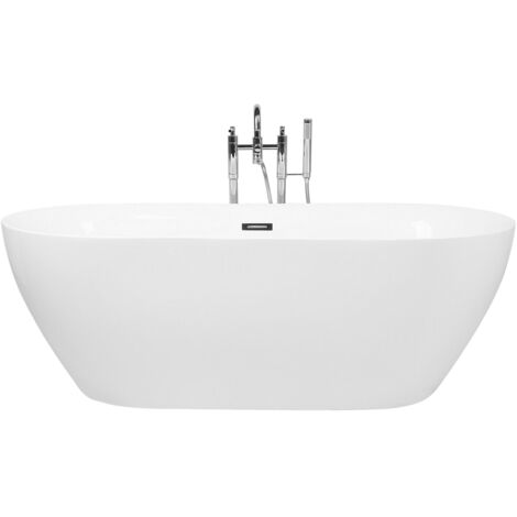 Alfi Brand AB8839 Oval Acrylic Free Standing Soaking Bathtub 67" White - View #3