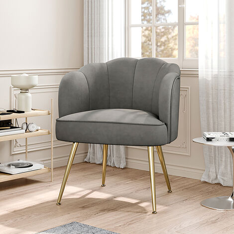 Modern Frosted Velvet Shell Accent Chair