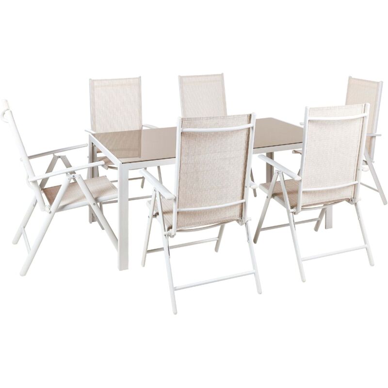 Beliani Garden Dining Set 6 Seater Catania Metal Beige
