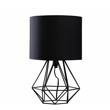 Modern Geometric Bedside Table Lamp - Grey & Grey