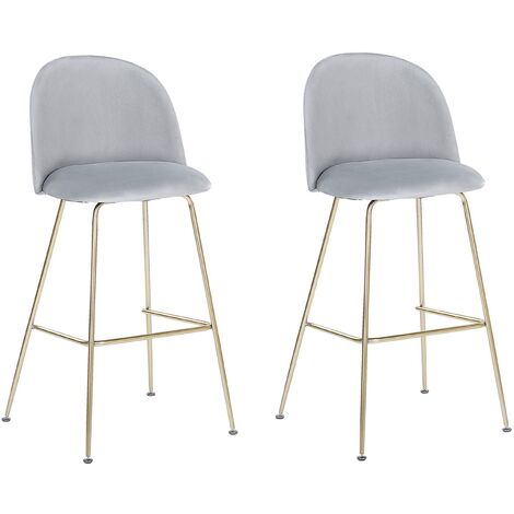main image of "Modern Glam Bar Dining Chairs Set Upholstered Velvet Seat Steel Base Grey Arcola"