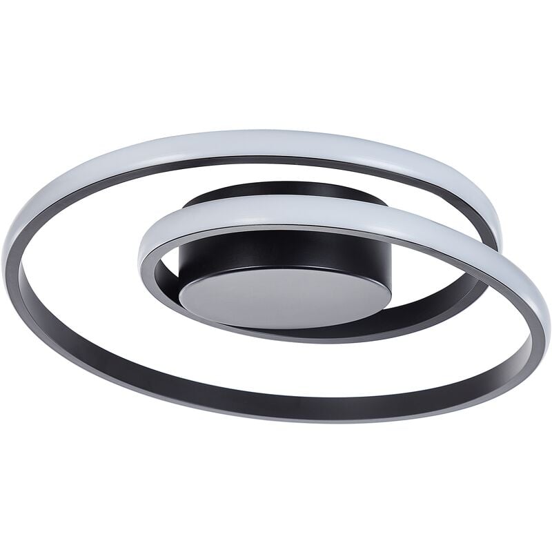 Modern Glam Ceiling Lamp Integrated led Lights Rings Metal Black Naryn - Black