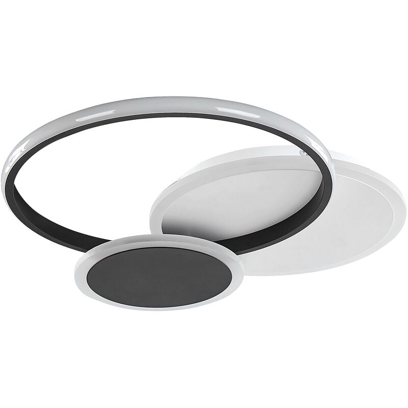 Beliani - Glam Ceiling Lamp Integrated led Lights Round Shape Metal Black White Zami - Black