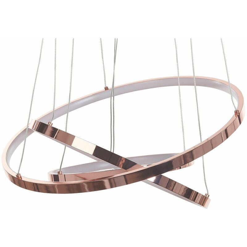 Beliani - Modern Glam Pendant Lamp Integrated led 3 Round Rings Rose Gold Atrek - Rose Gold