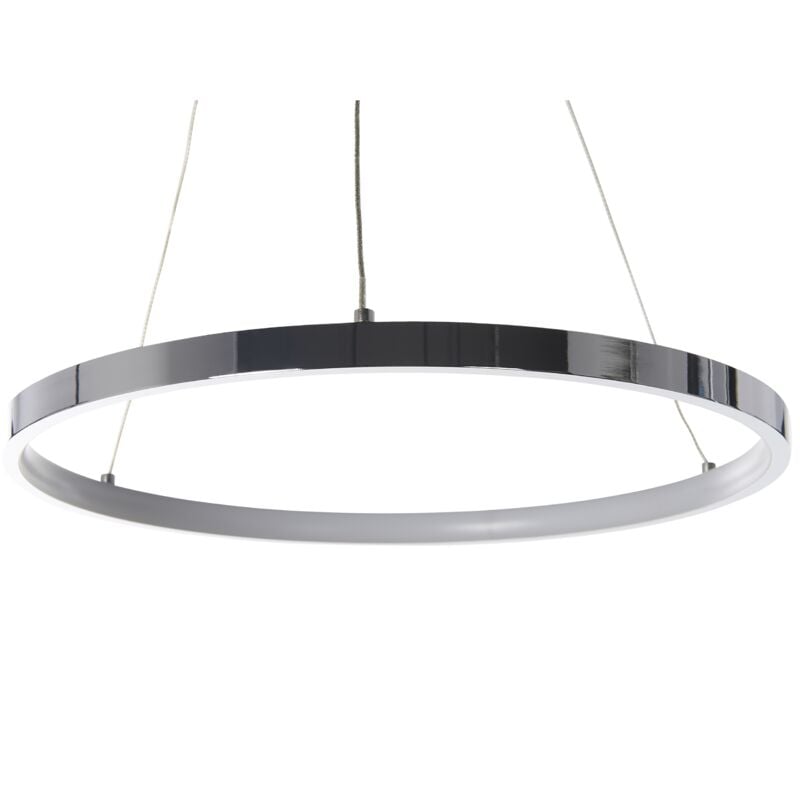 Modern Glam Pendant Lamp Integrated led Round Ring ø 40 cm Silver Jordan - Silver