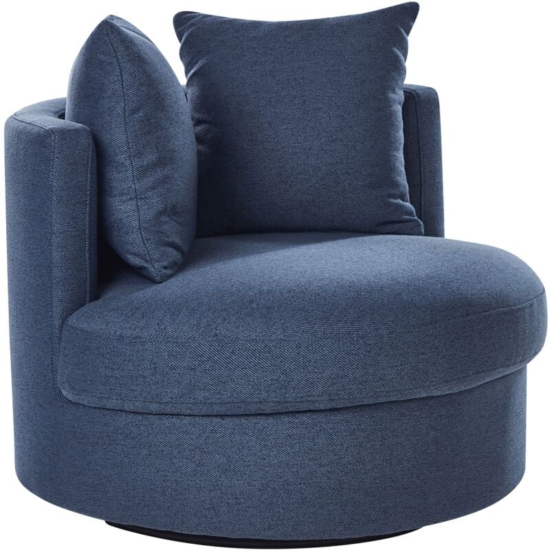 Swivel Armchair DALBY Fabric Dark Blue