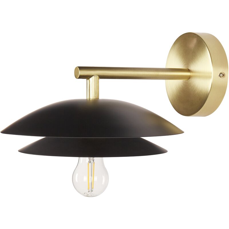 Modern Glam Wall Lamp Light Decorative Accent Lighting Black Gold Metal Base Cone Shade Lasolo