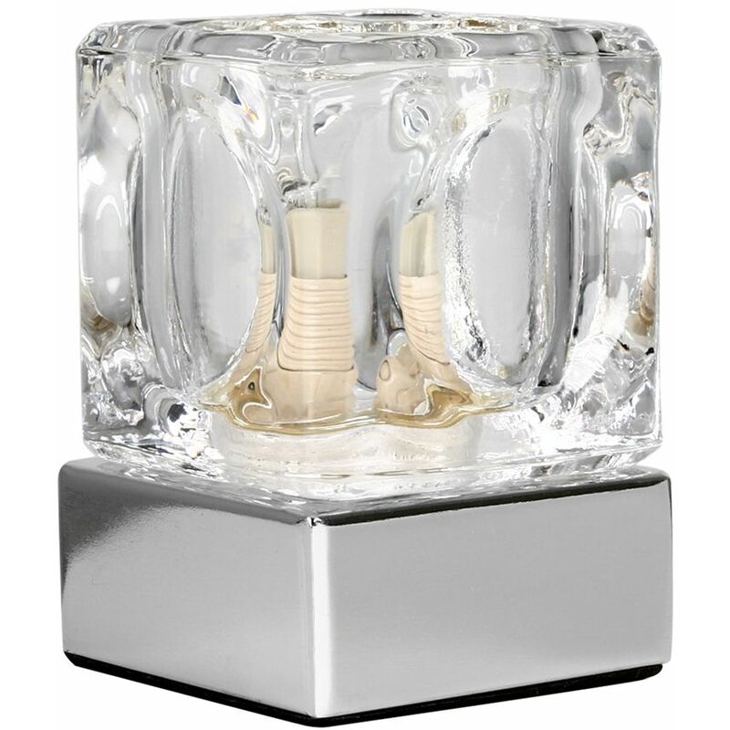 Glass Ice Cube Touch Table Lamp - Chrome